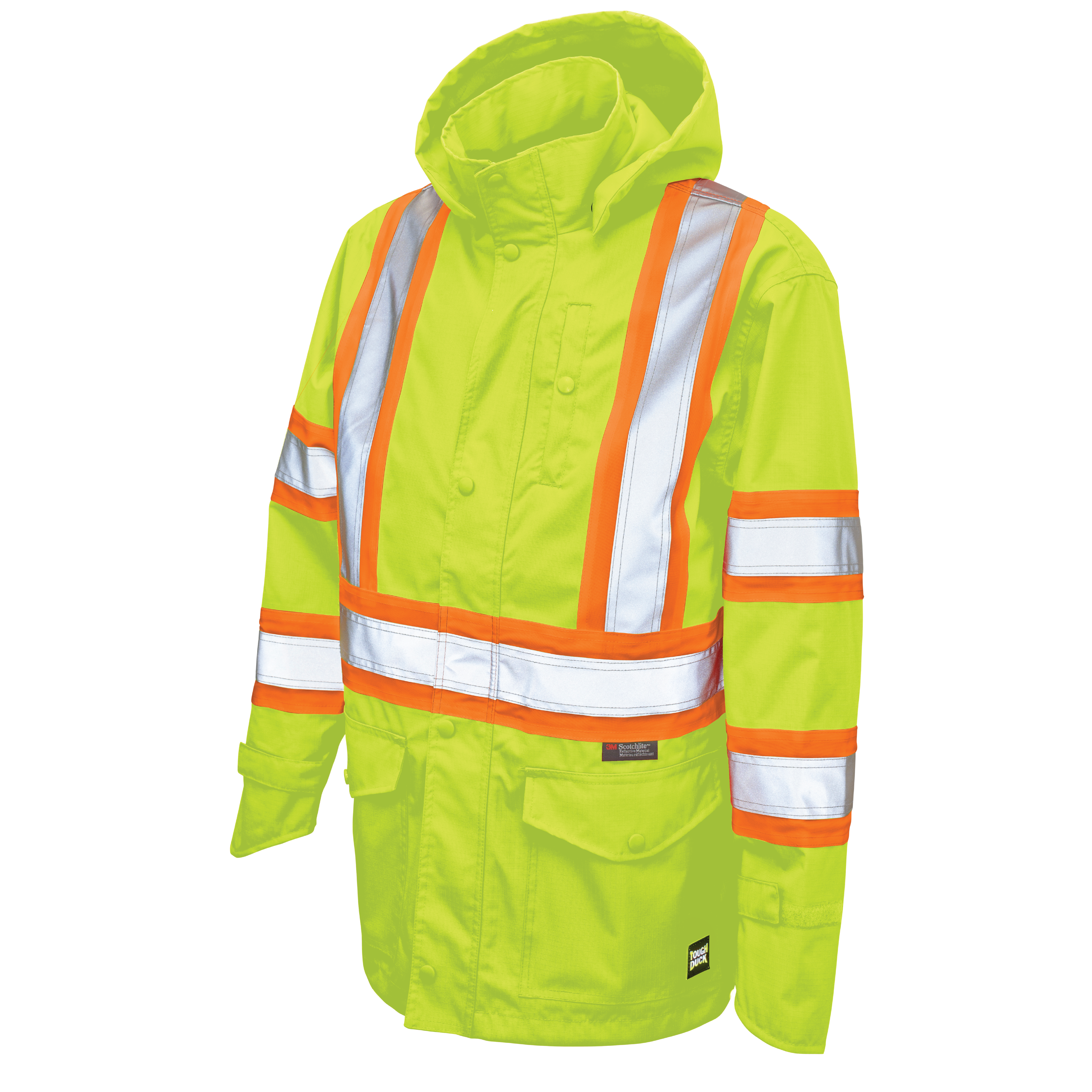 Fluorescent Green Premium Rip Stop Safety Rain Jacket SJ35 Front image