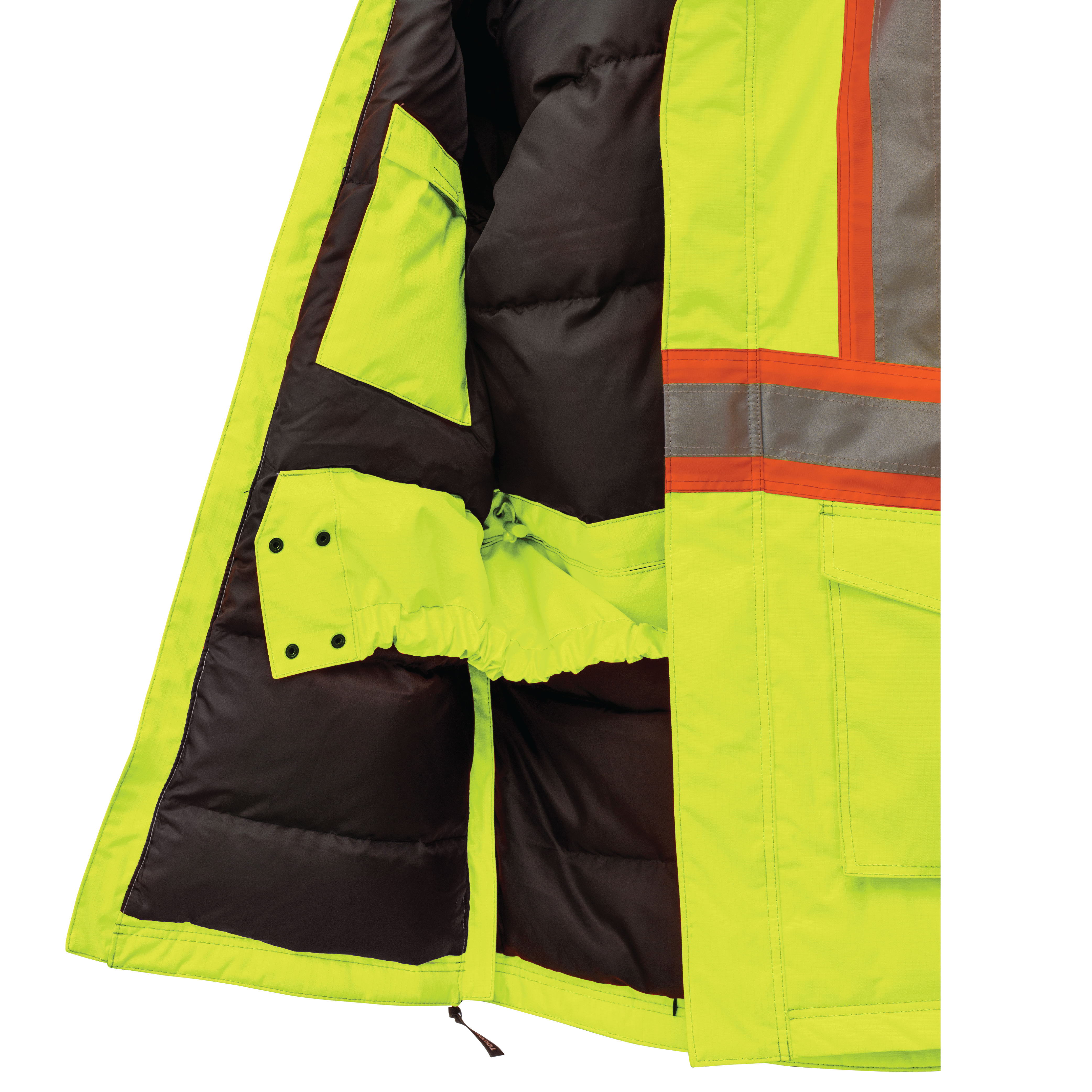 Fluorescent Green Ripstop Safety Down-Filled Parka SJ39 Integrated Snow Skirt image
