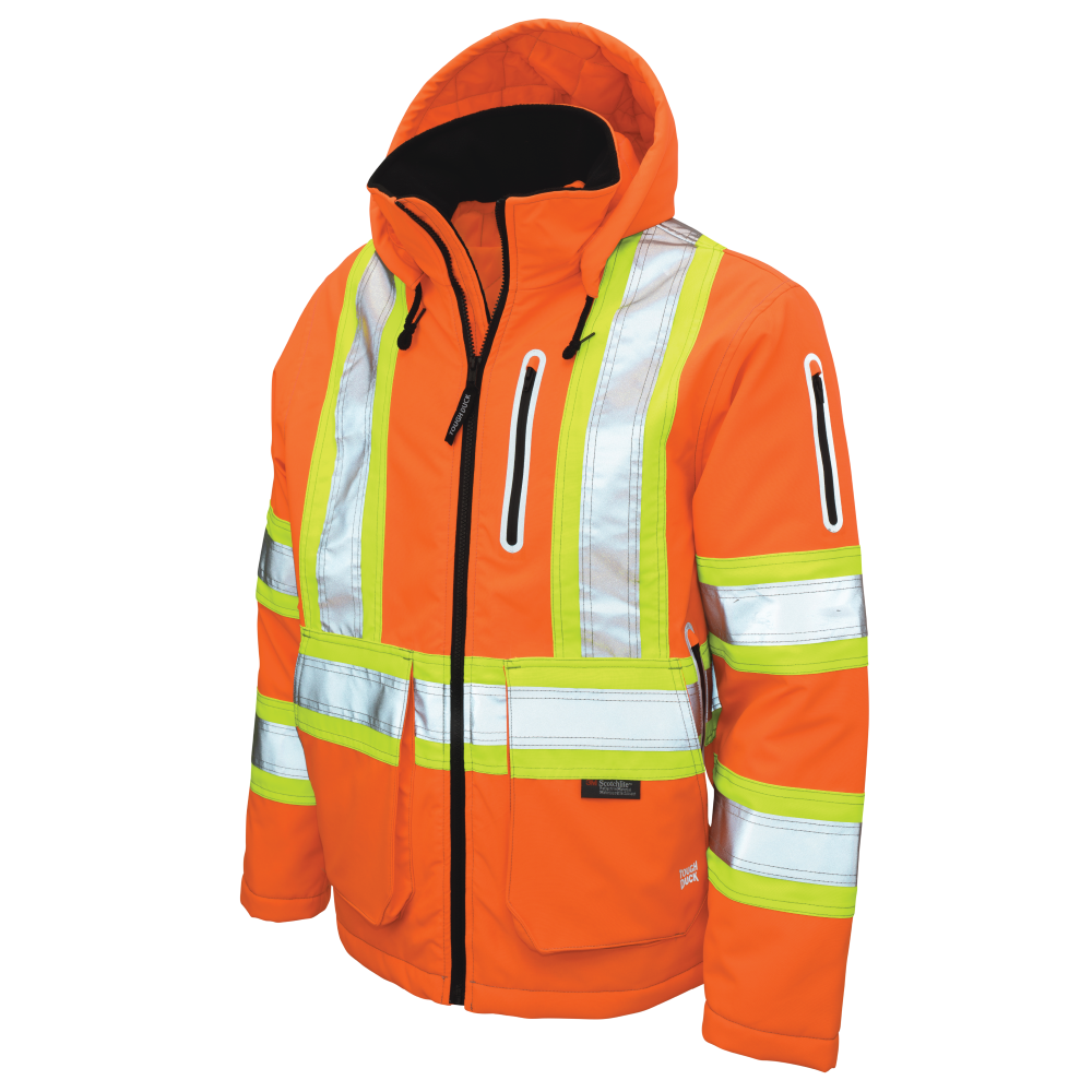 Fluorescent Orange insulated mechanical Tough Flex safety jacket
