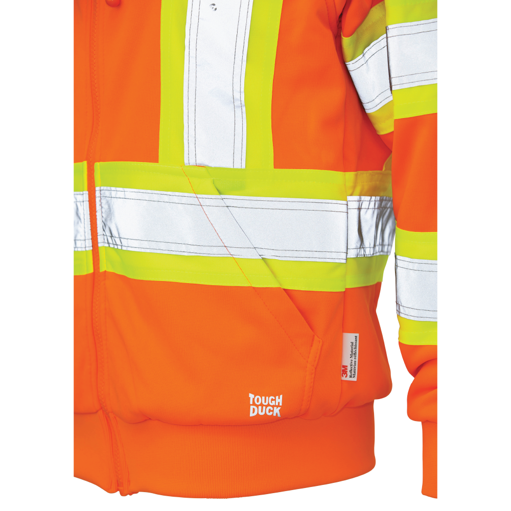 Fluorescent Orange Women’s Fleece Safety Hoodie SJ42 Lower Kangaroo Pocket image