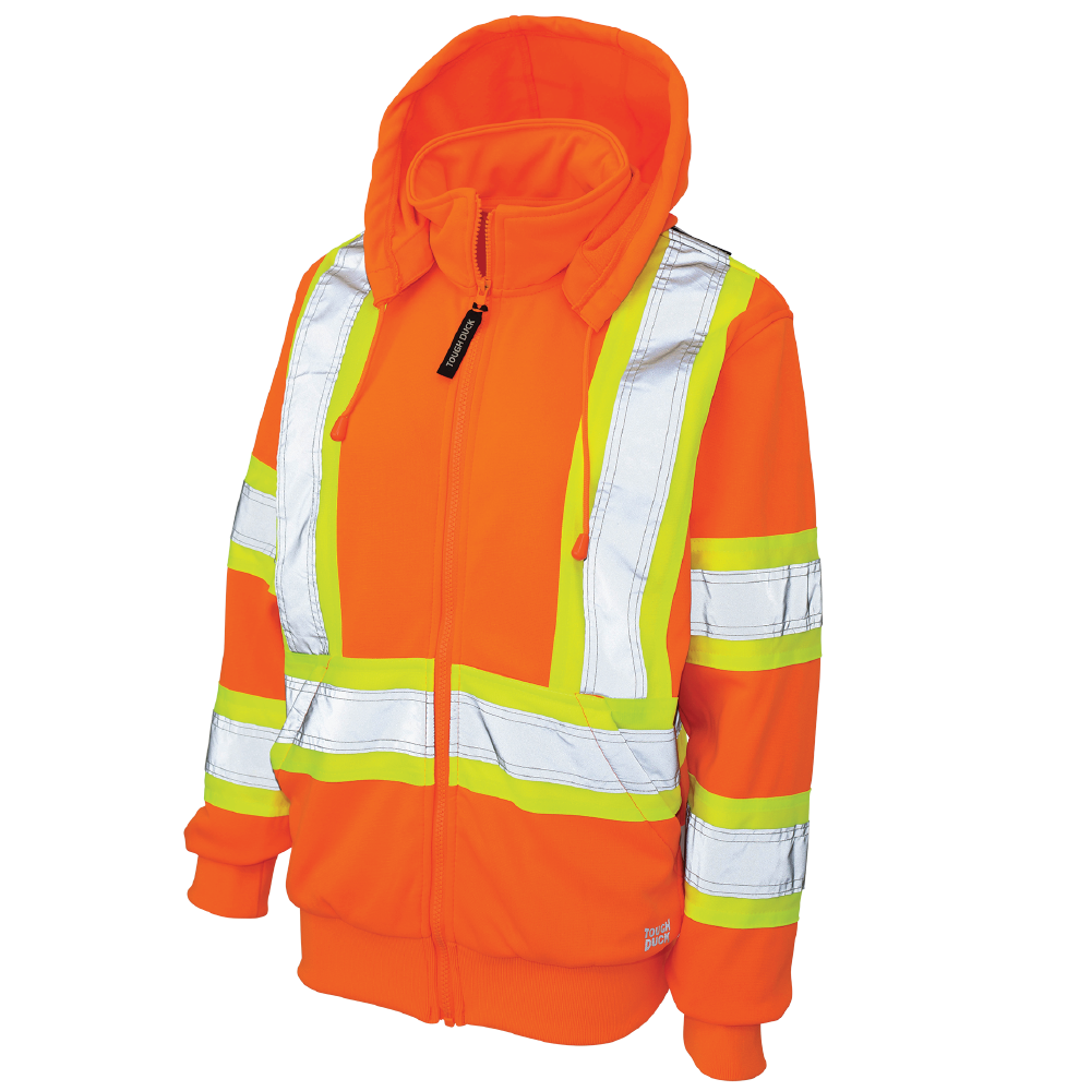 Fluorescent Orange Women’s Fleece Safety Hoodie SJ42 Front image