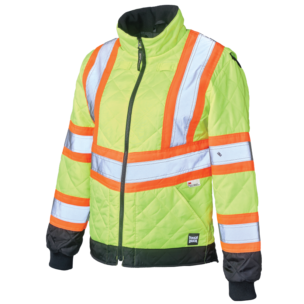 Fluorescent Green Women's Quilted Safety Freezer Jacket SJ47 Front image