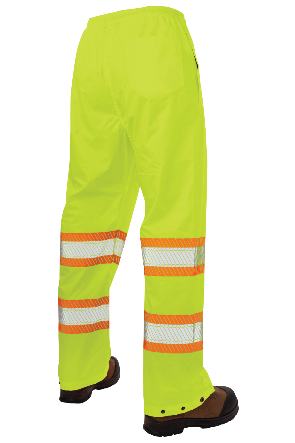 Fluorescent Green Pull-On Ripstop Packable Safety Rain Pant SP02 Back image