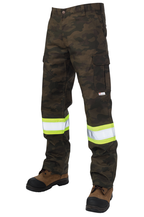 Green Camo Relaxed-Fit Camo Flex Duck Safety Cargo Utility  Pant SP04 Front image