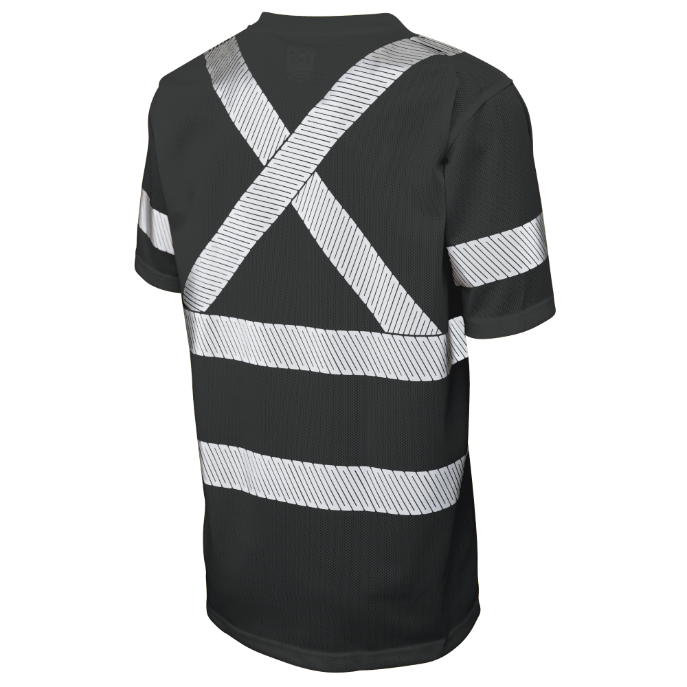 Back of Black micro mesh safety t-shirt 