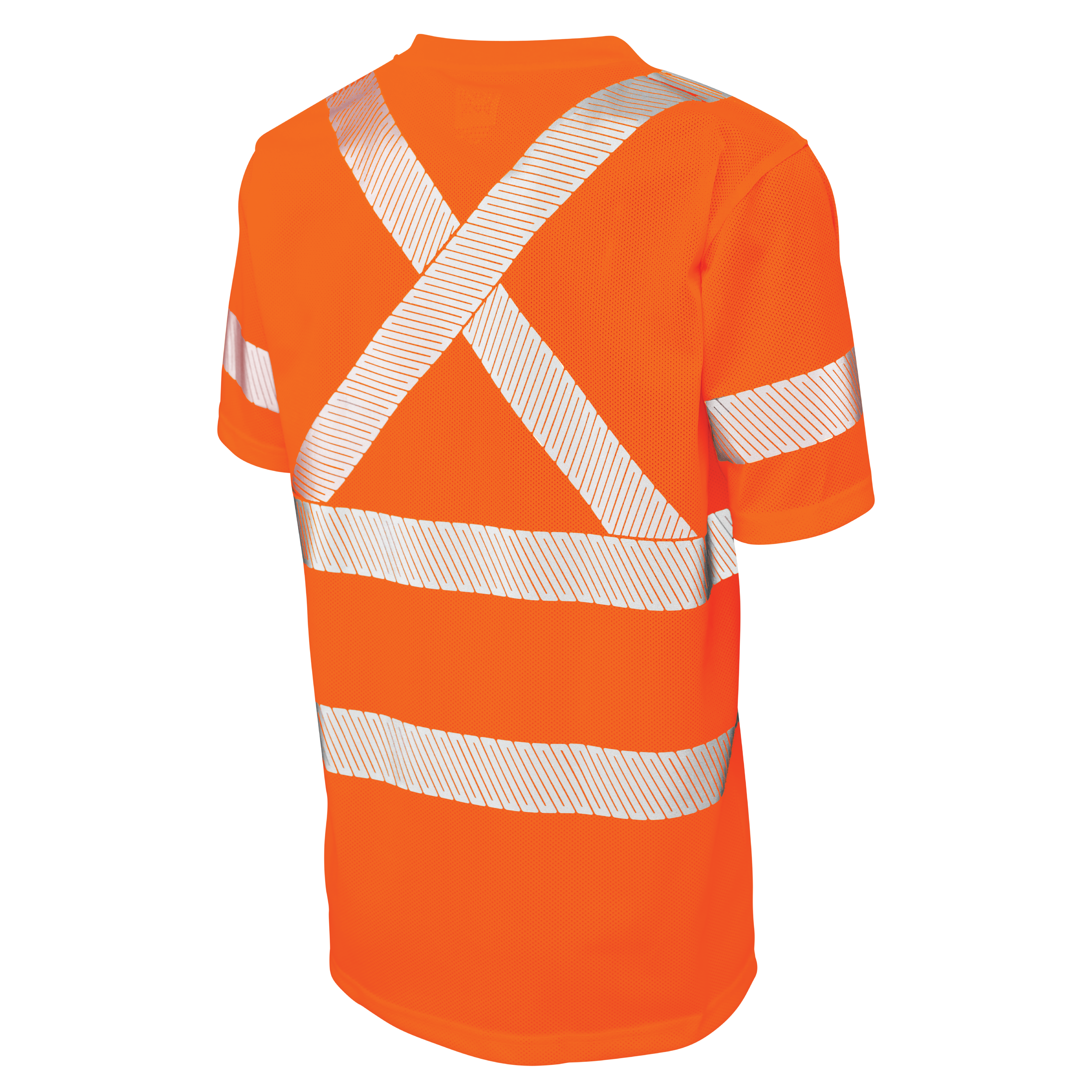 Fluorescent Orange Micro Mesh Short-Sleeve Safety T-Shirt with Pocket ST07 Back image