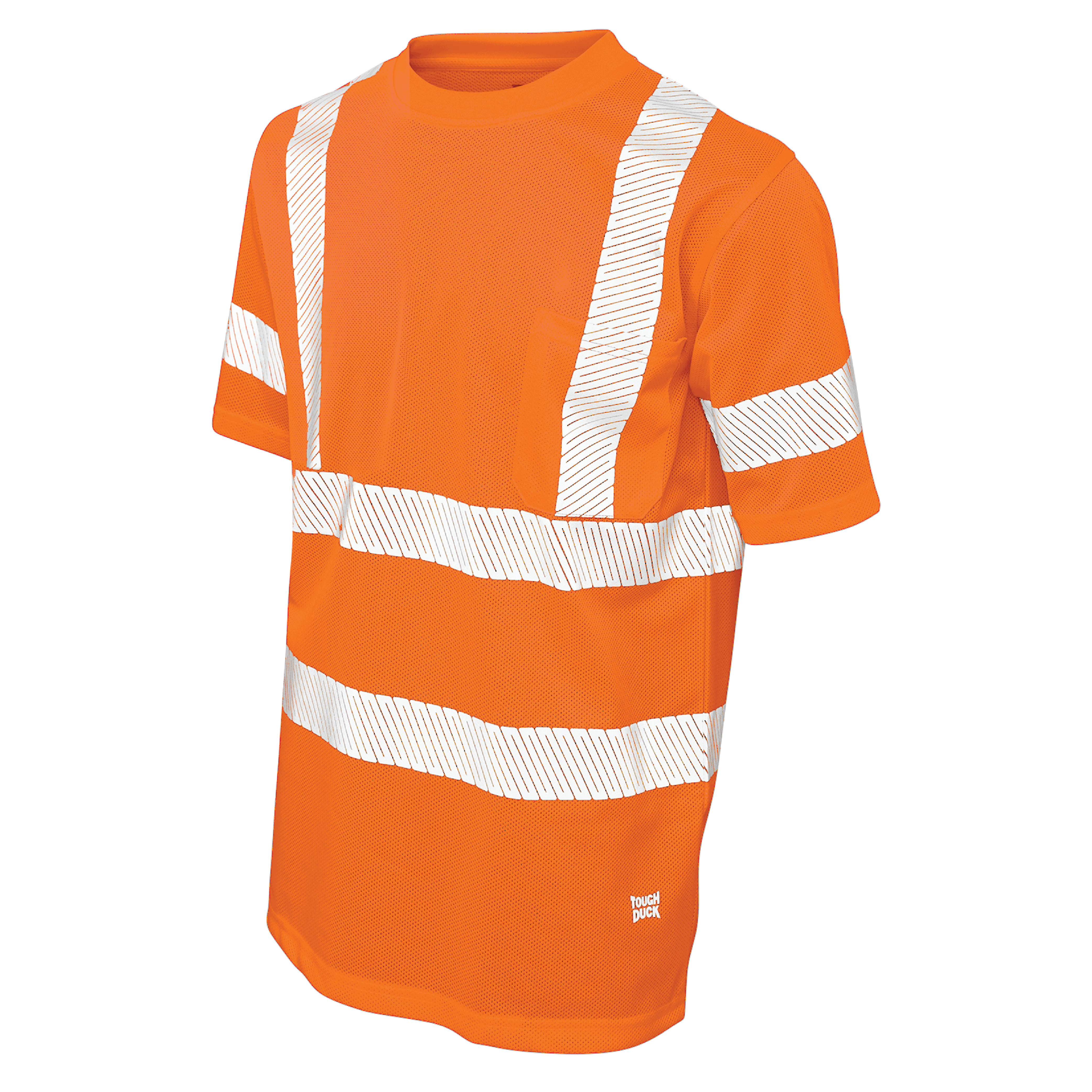 Fluorescent Orange Micro Mesh Short-Sleeve Safety T-Shirt with Pocket ST07 Front image