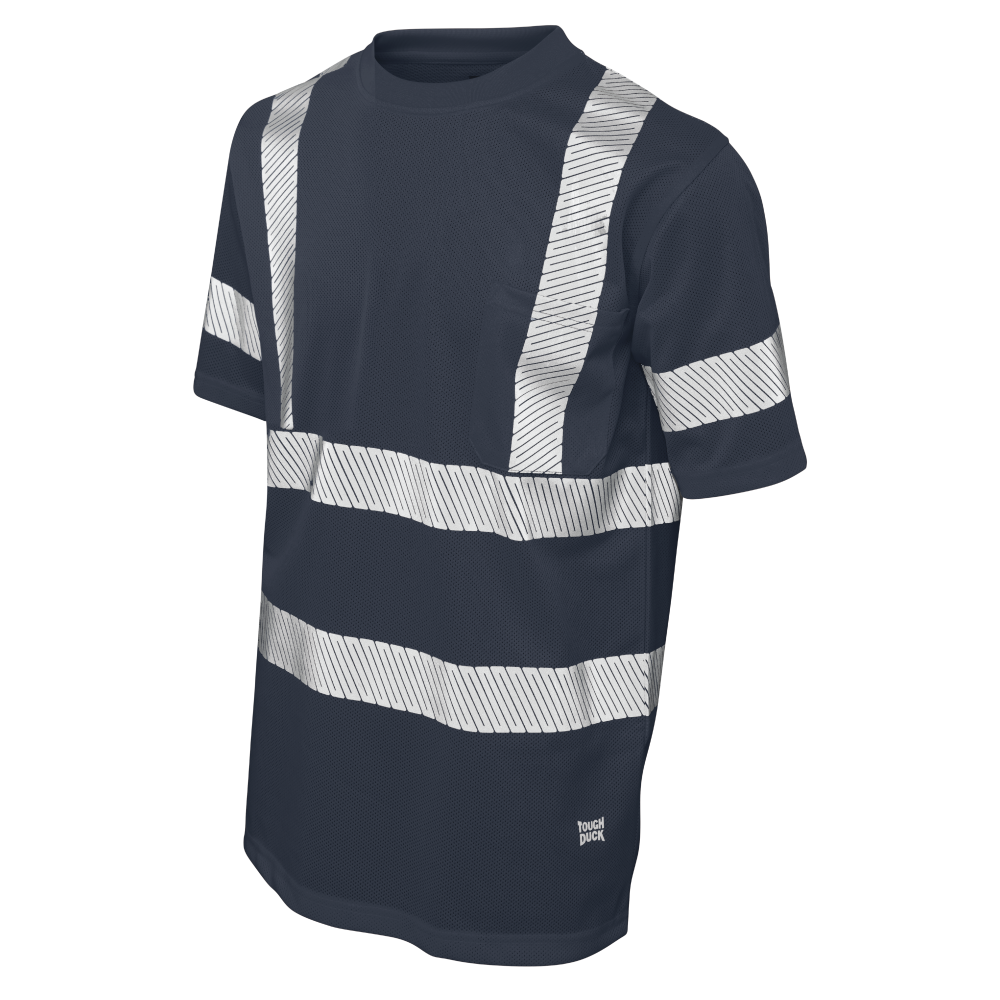 Navy micro mesh safety t-shirt with pocket
