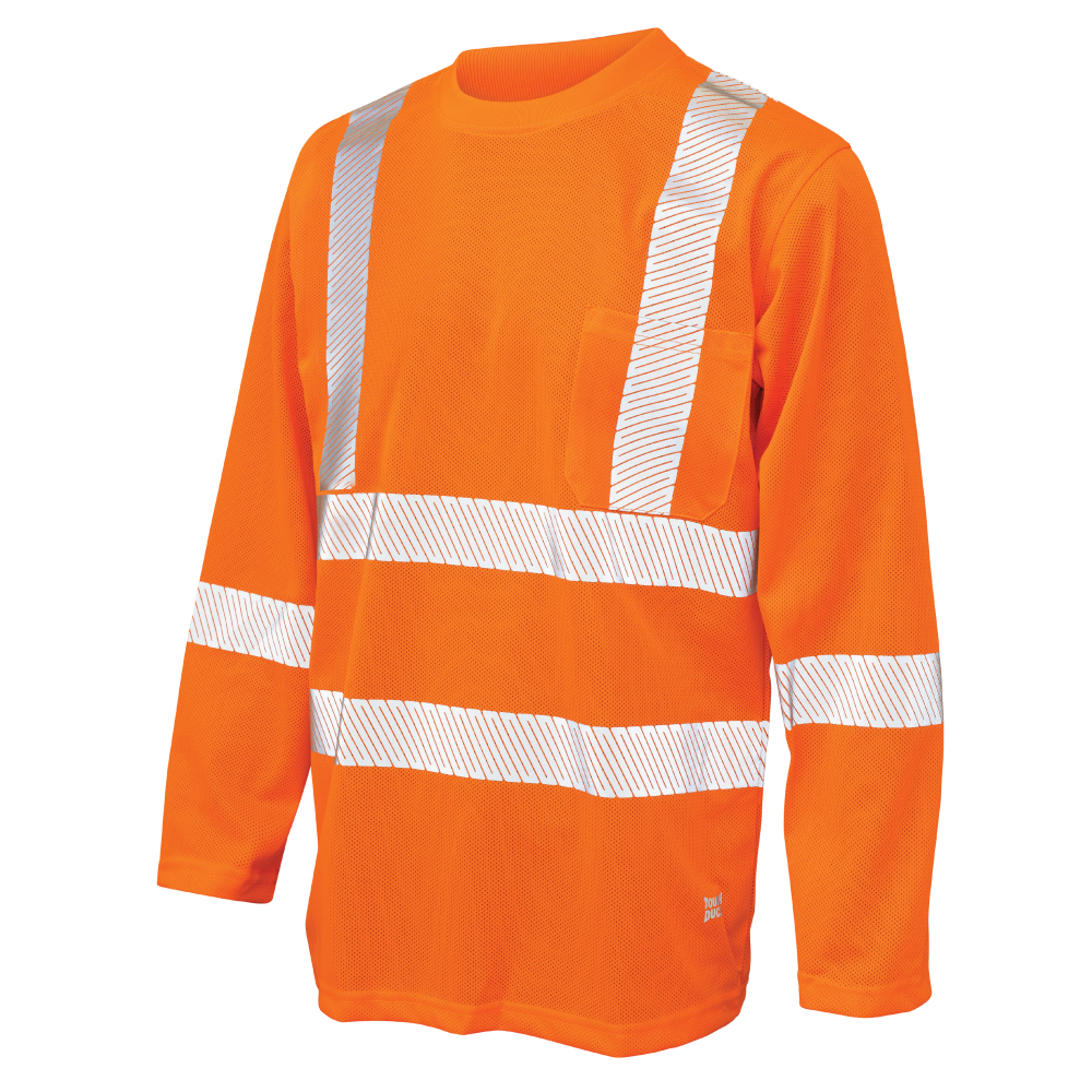 ST08 - Micro Mesh Long-Sleeve Safety T-Shirt with Pocket