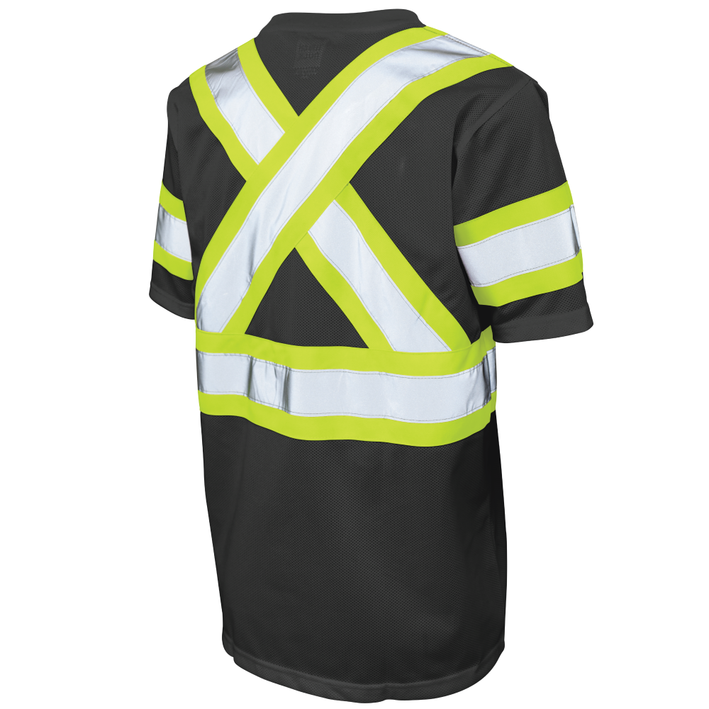 Back of Black micro mesh safety t-shirt
