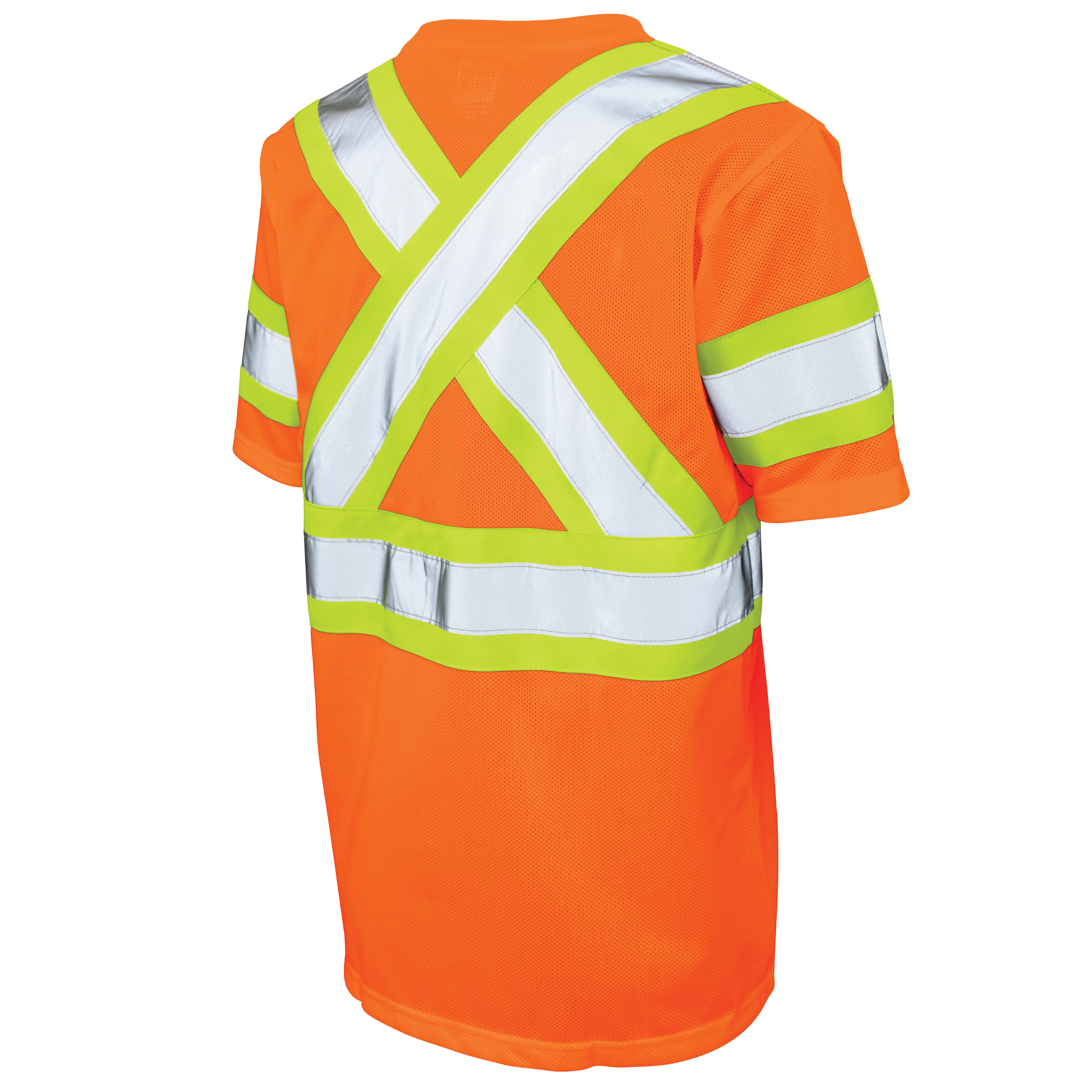 Fluorescent Orange Micro Mesh Short-Sleeve Safety T- Shirt ST09 Back image