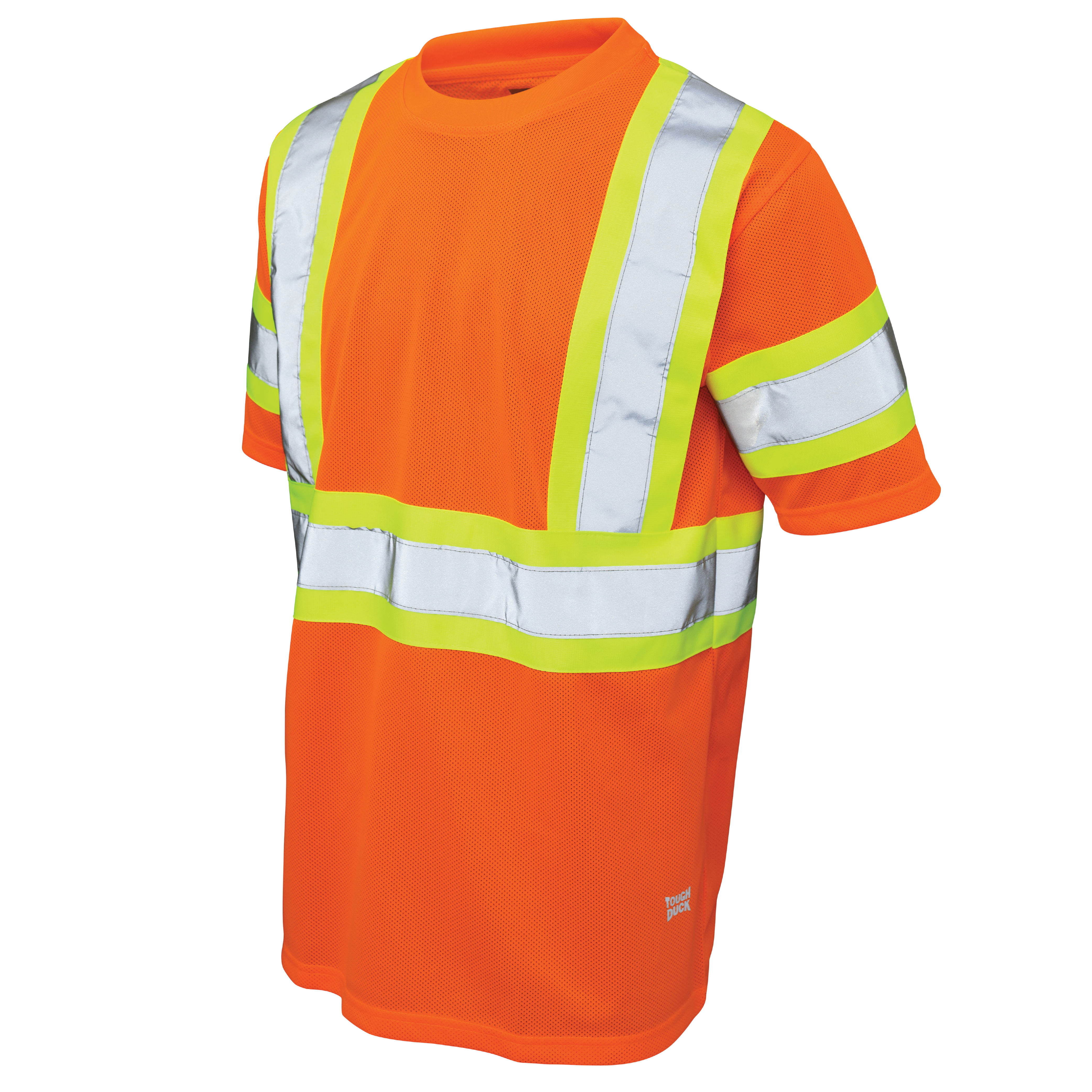 Fluorescent Orange Micro Mesh Short-Sleeve Safety T- Shirt ST09 Front image