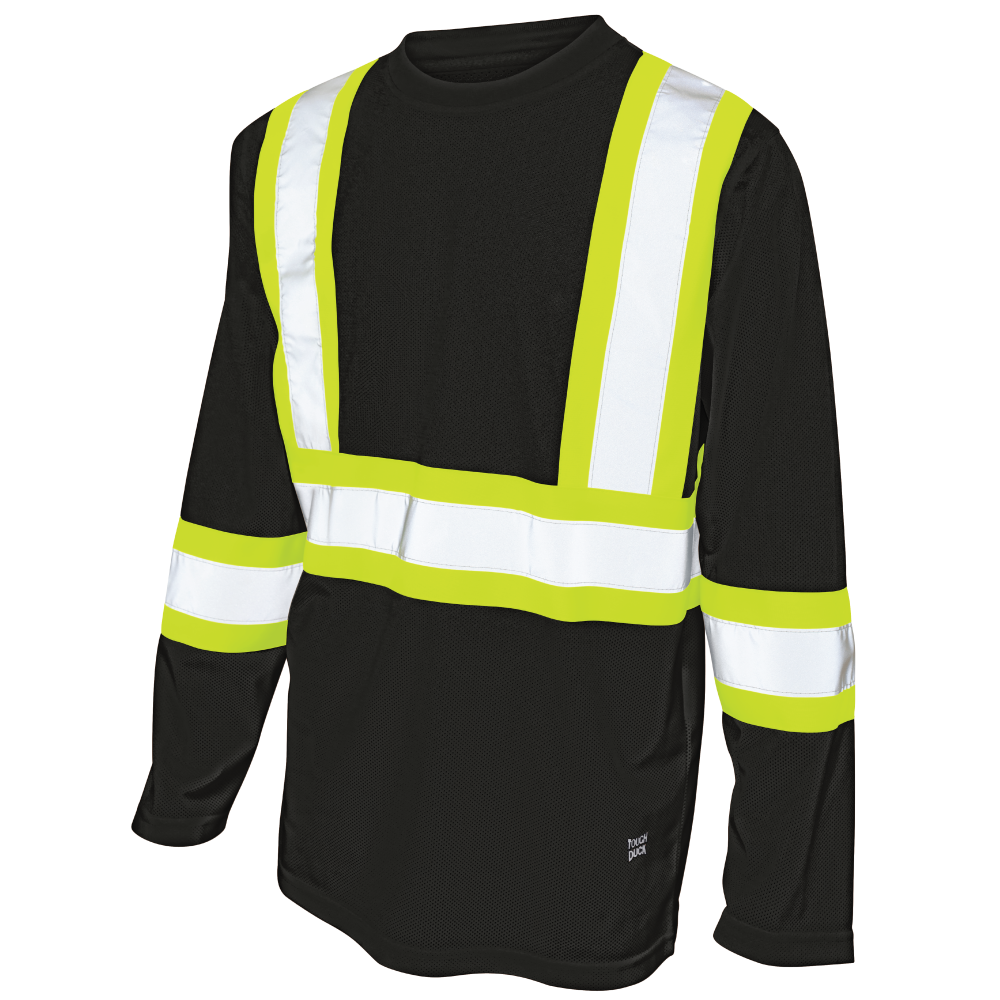 Black micro-mesh long-sleeve safety shirt