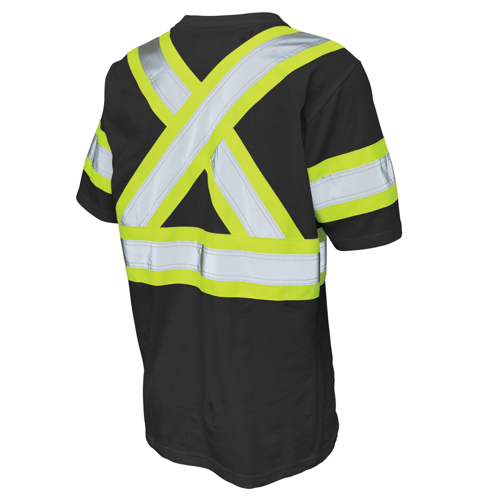 Back of Black cotton jersey safety t-shirt