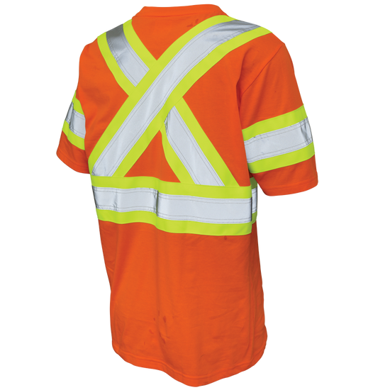 Back of Orange cotton jersey safety t-shirt