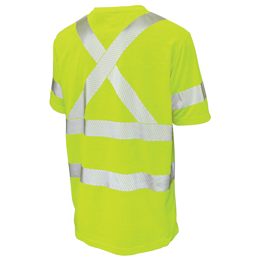 Back of Fluorescent Green jersey safety t-shirt