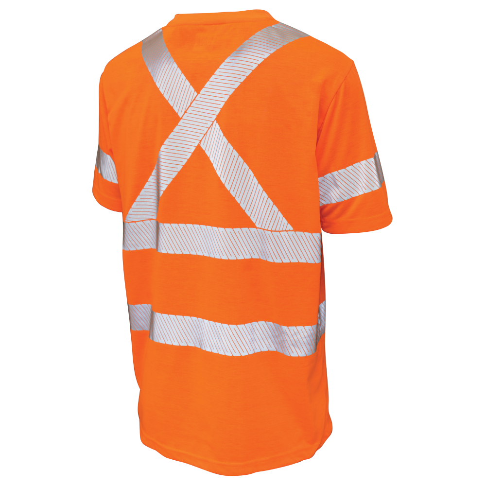 Back of Fluorescent Orange jersey safety t-shirt