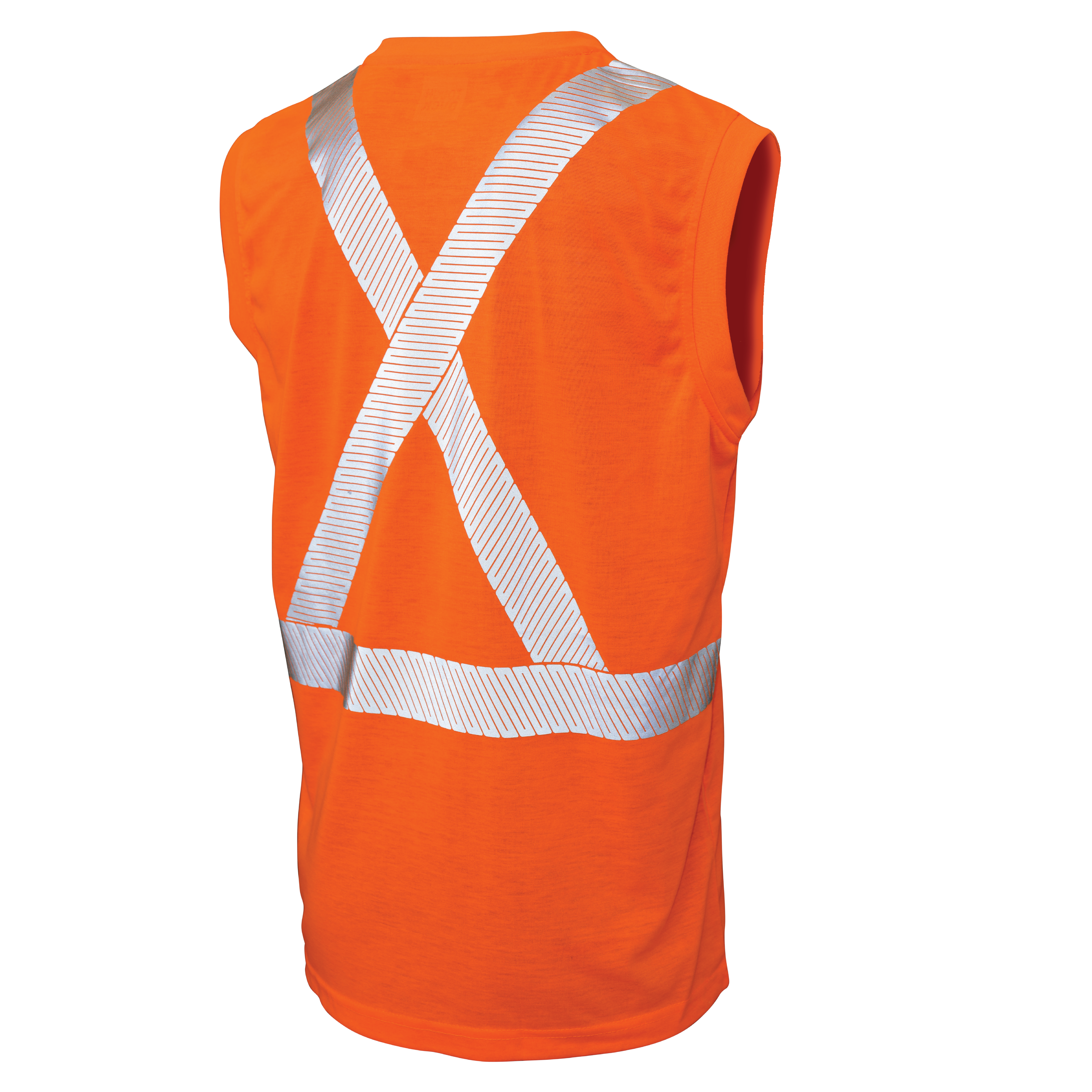 Fluorescent Orange Polyester Jersey Sleeveless Safety T-Shirt ST15 Back image