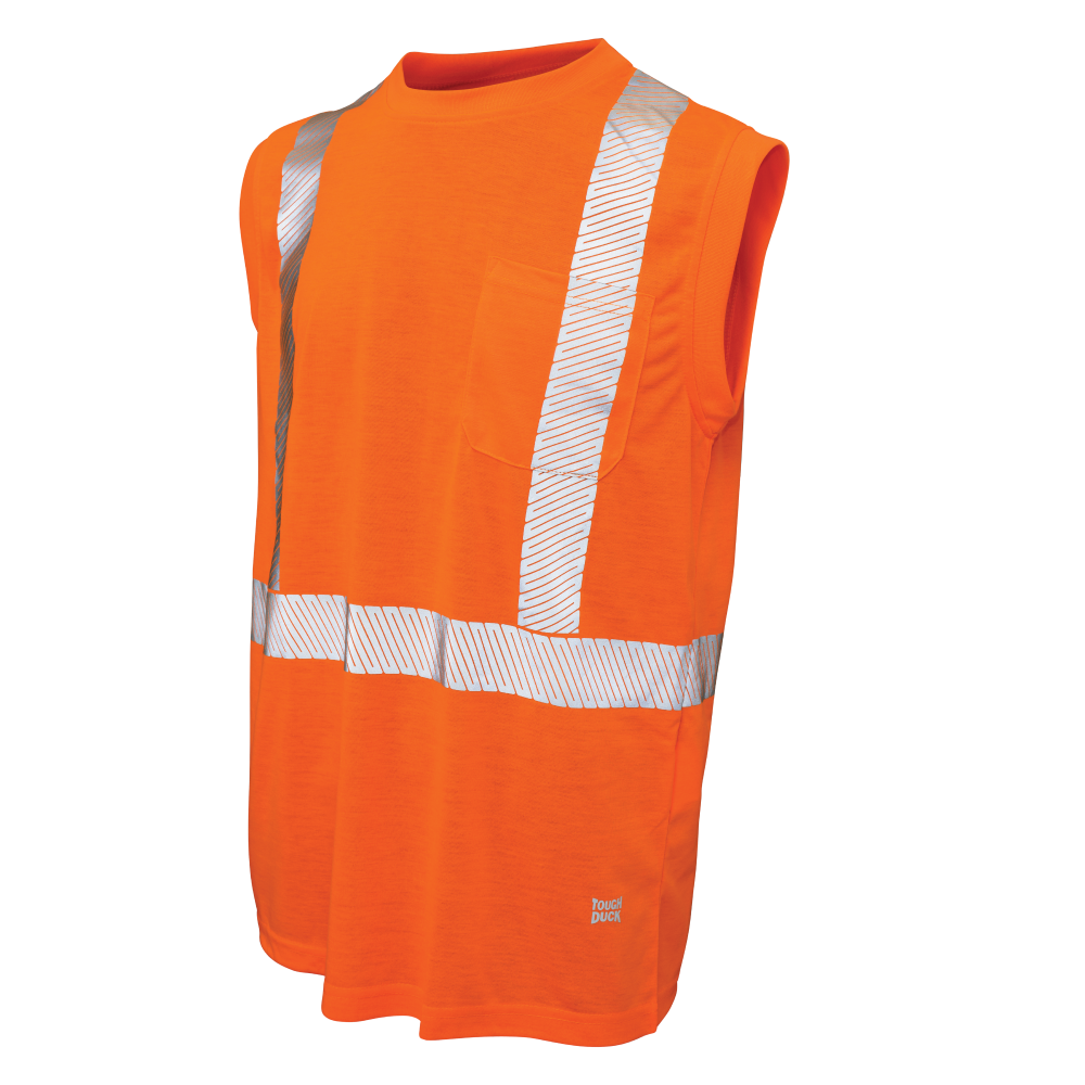 Fluorescent Orange sleeveless safety shirt