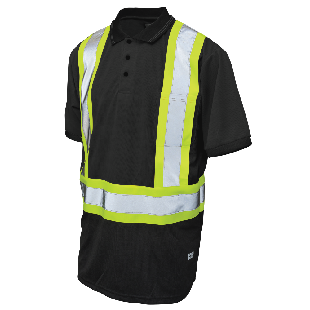 Black short-sleeve safety polo shirt
