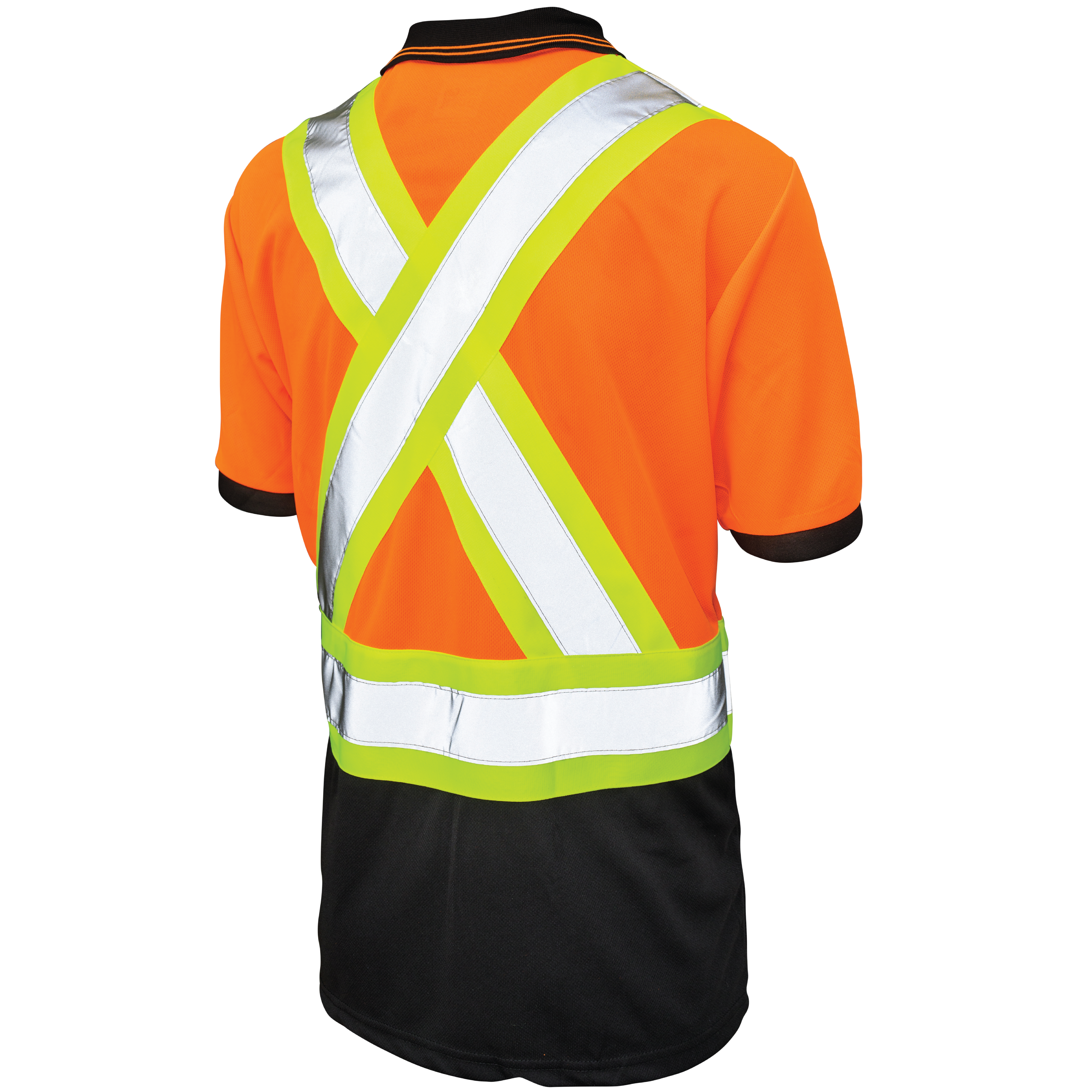 Fluorescent Orange Birdseye Mesh Short-Sleeve Safety Polo Shirt ST17 Back image