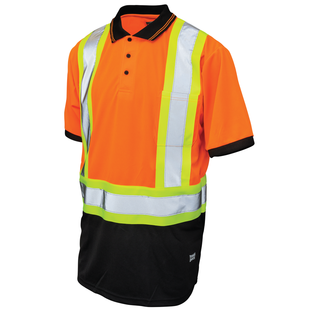 Fluorescent Orange short-sleeve safety polo shirt