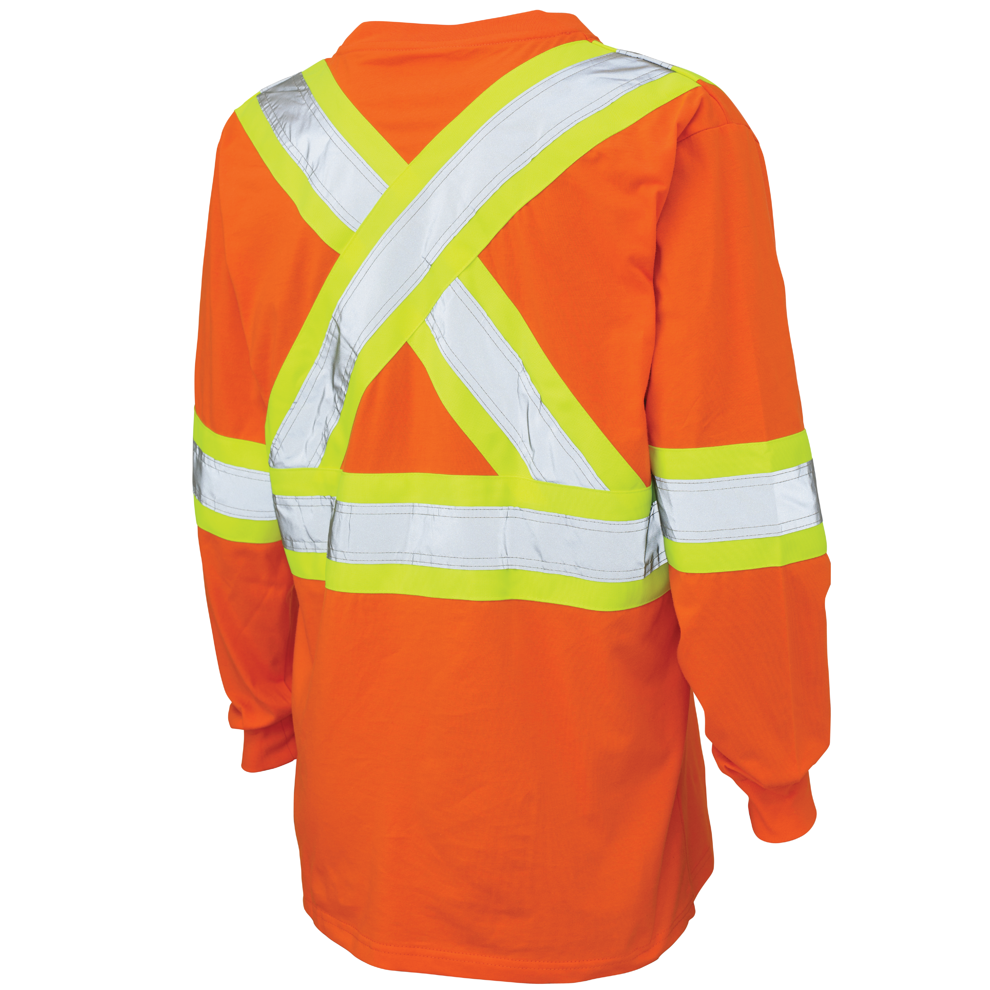 Orange Cotton Jersey Long-Sleeve Safety T-Shirt ST21 Back image