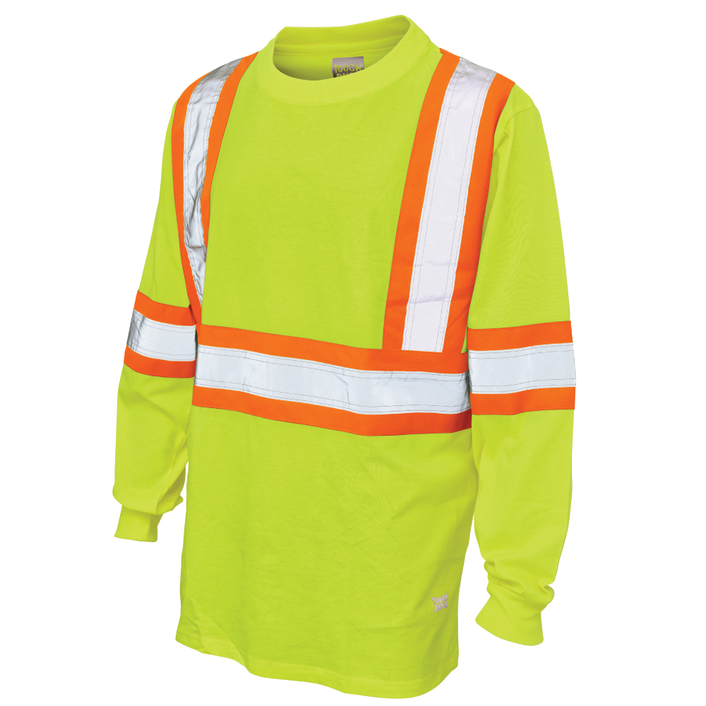 Yellow cotton jersey long-sleeve safety shirt