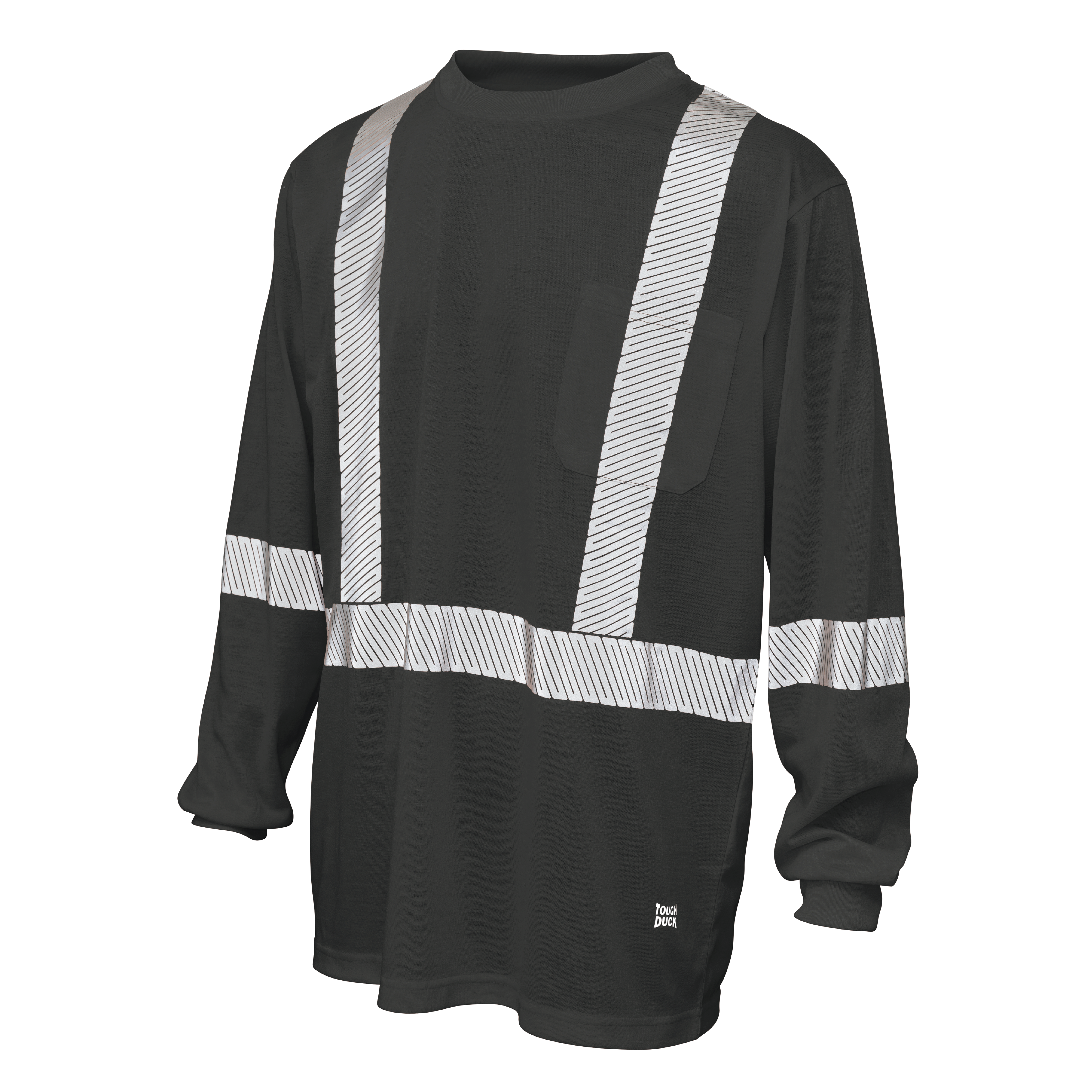 Black Polyester Jersey Long-Sleeve Safety T-Shirt ST22 Front image