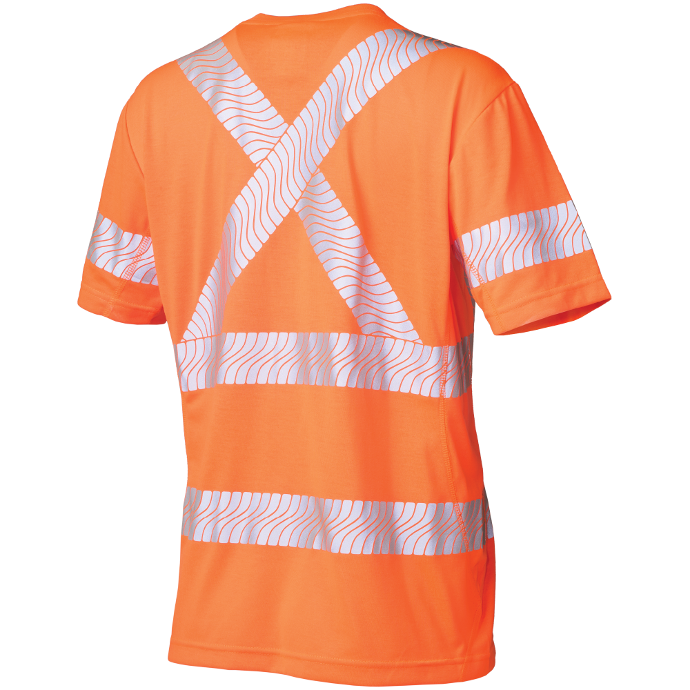 Fluorescent Orange Women's Polyester Jersey Short Sleeve Safety T-Shirt ST23 Back image