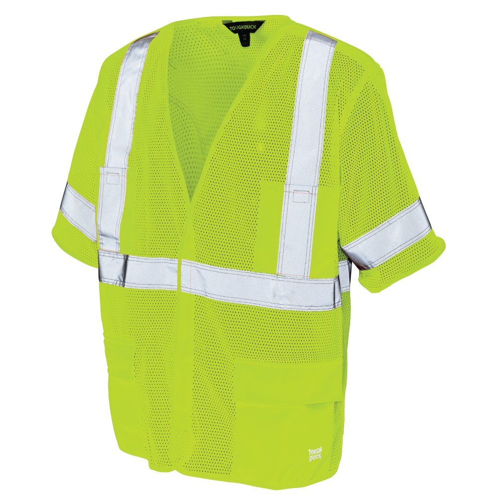 Fluorescent Green mesh safety vest with sleeves