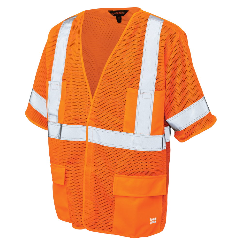 Fluorescent Orange mesh safety vest with sleeves