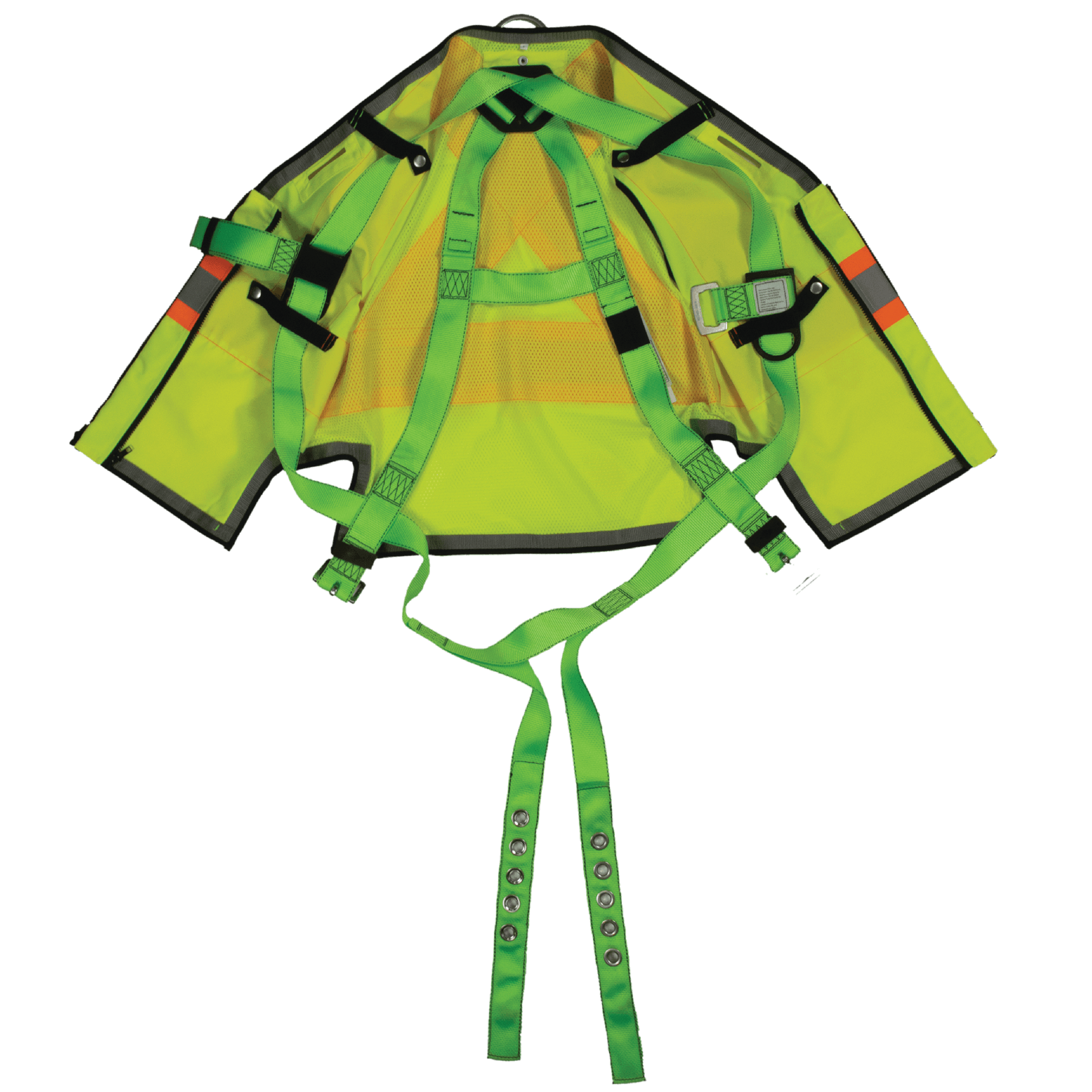 Fluorescent Green Poly Twill Harness-Compatible Safety Vest SV09 Inside Harness Holder Straps with Snaps image
