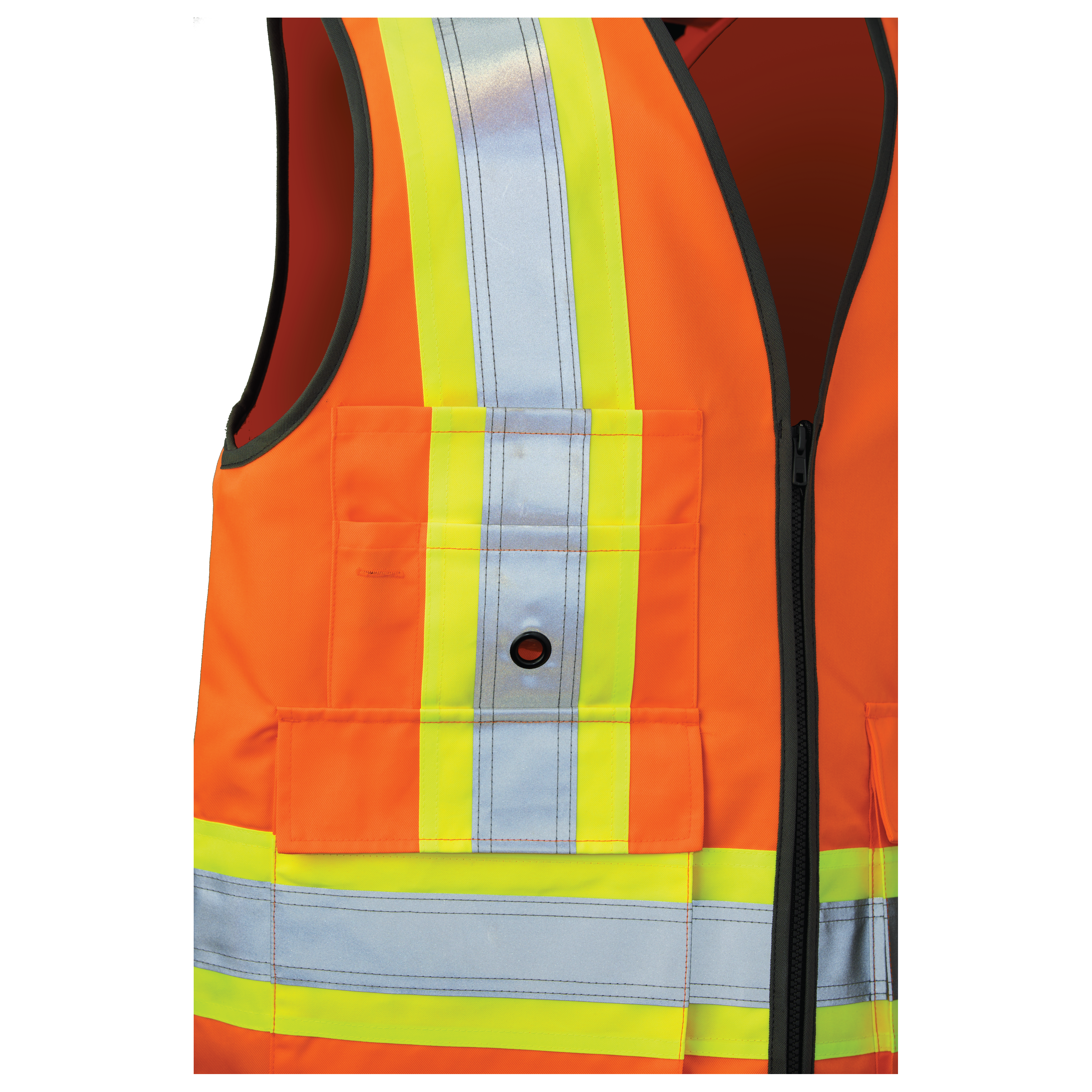 Fluorescent Orange Poly Twill Deluxe Safety Vest SV12 Upper Chest Pocket image