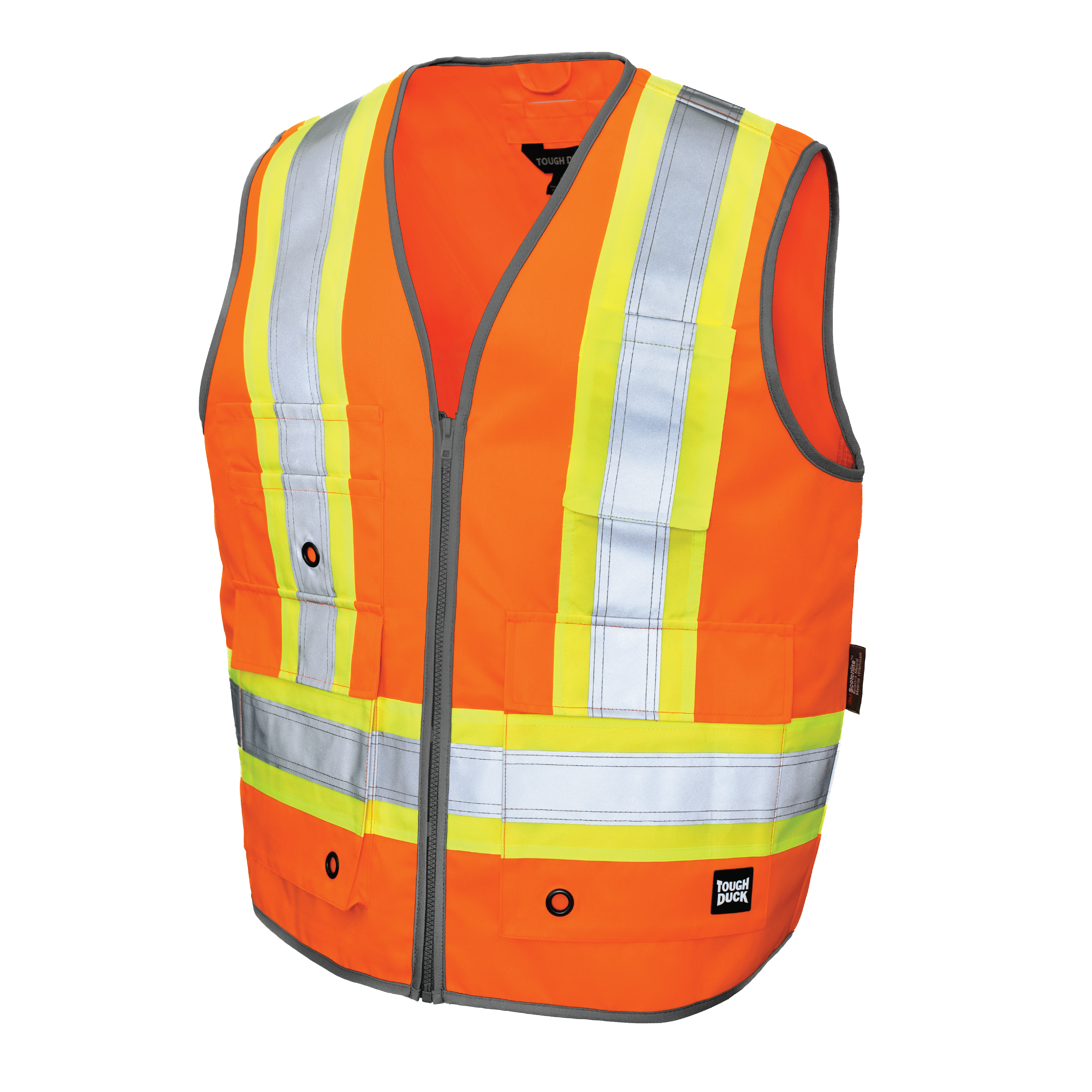 Fluorescent Orange Poly Twill Deluxe Safety Vest SV12 Front image