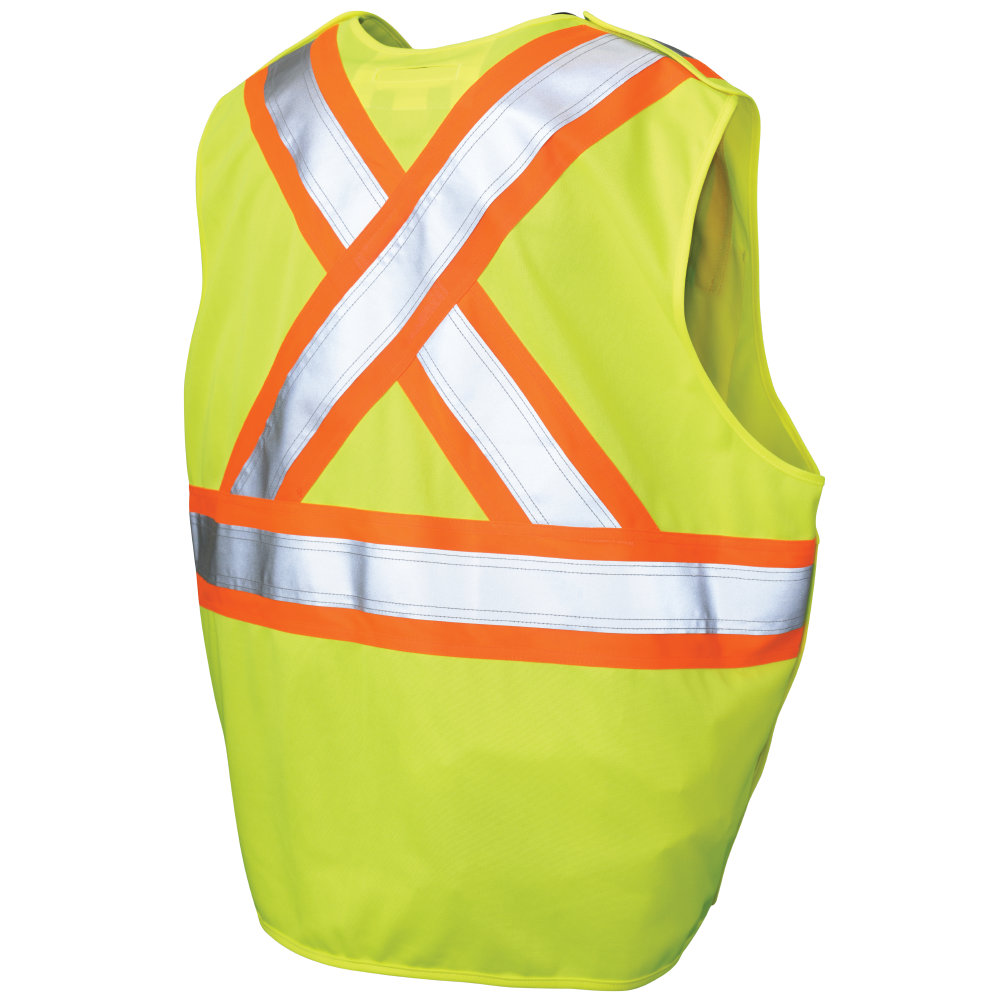 Fluorescent Green Tricot 5-Point Tricot Tear-Away Vest SV13 Back image