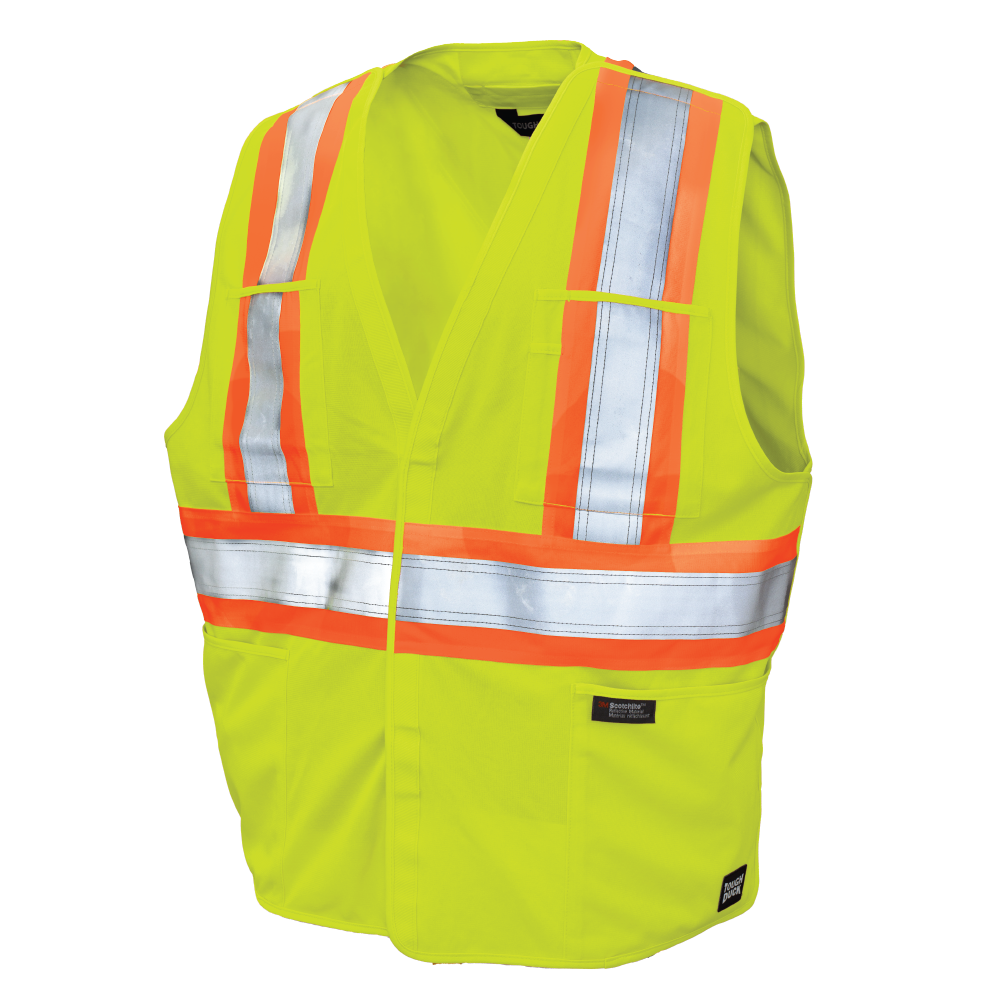 Fluorescent Green Tricot 5-Point Tricot Tear-Away Vest SV13 Front image