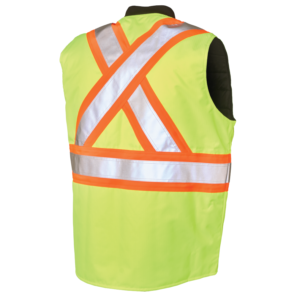 Fluorescent Green Ripstop Reversible Safety Vest SV14 Back image