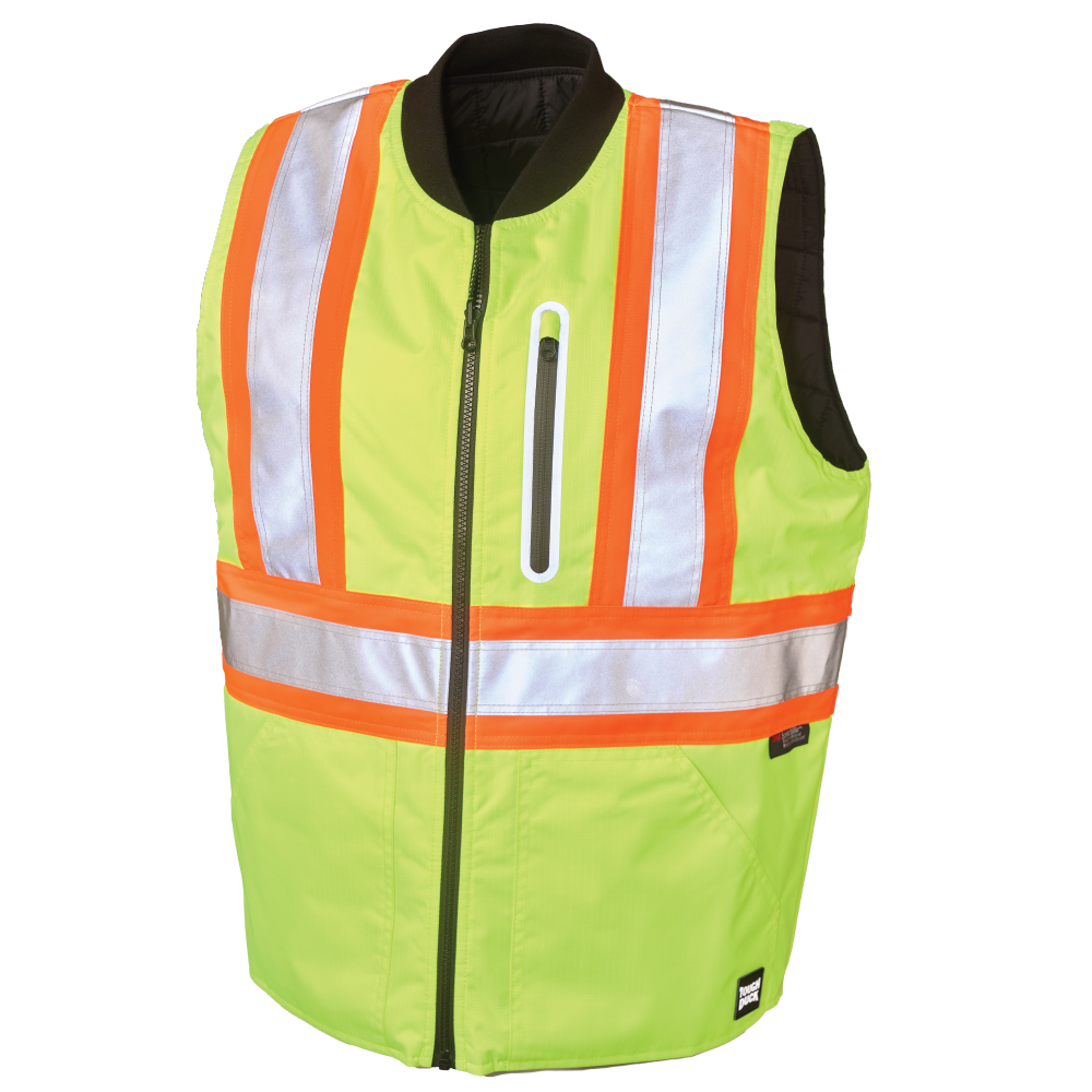 Fluorescent Green Ripstop Reversible Safety Vest SV14 Front image
