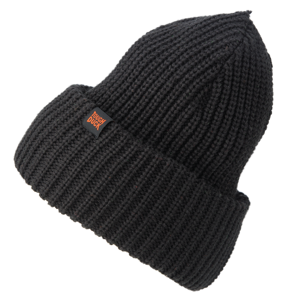 Black Thick-Knit Rib Watch Cap WA42 Front image