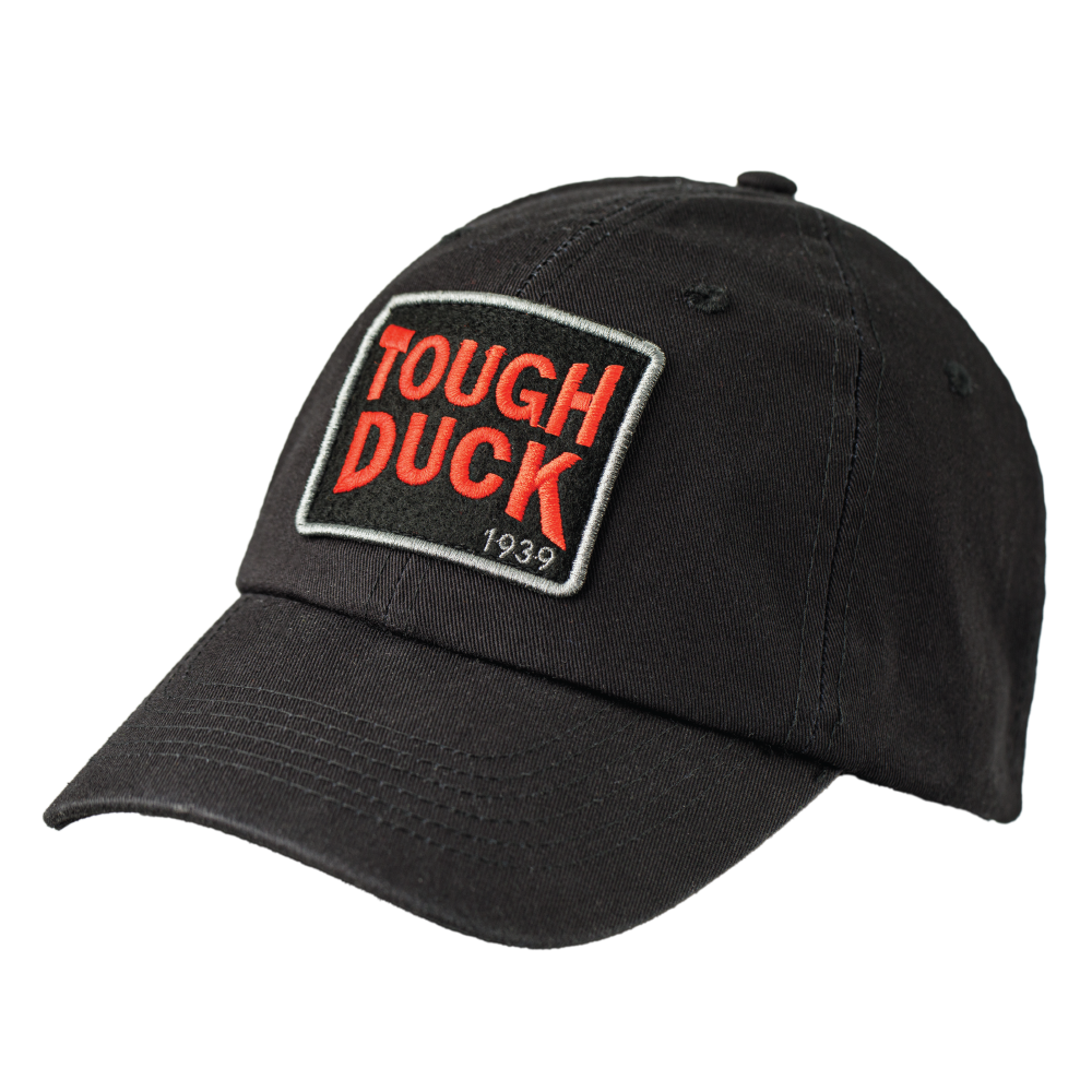 Black Tough Duck Baseball Cap With Embroidered Logo Patch WA50 Front image