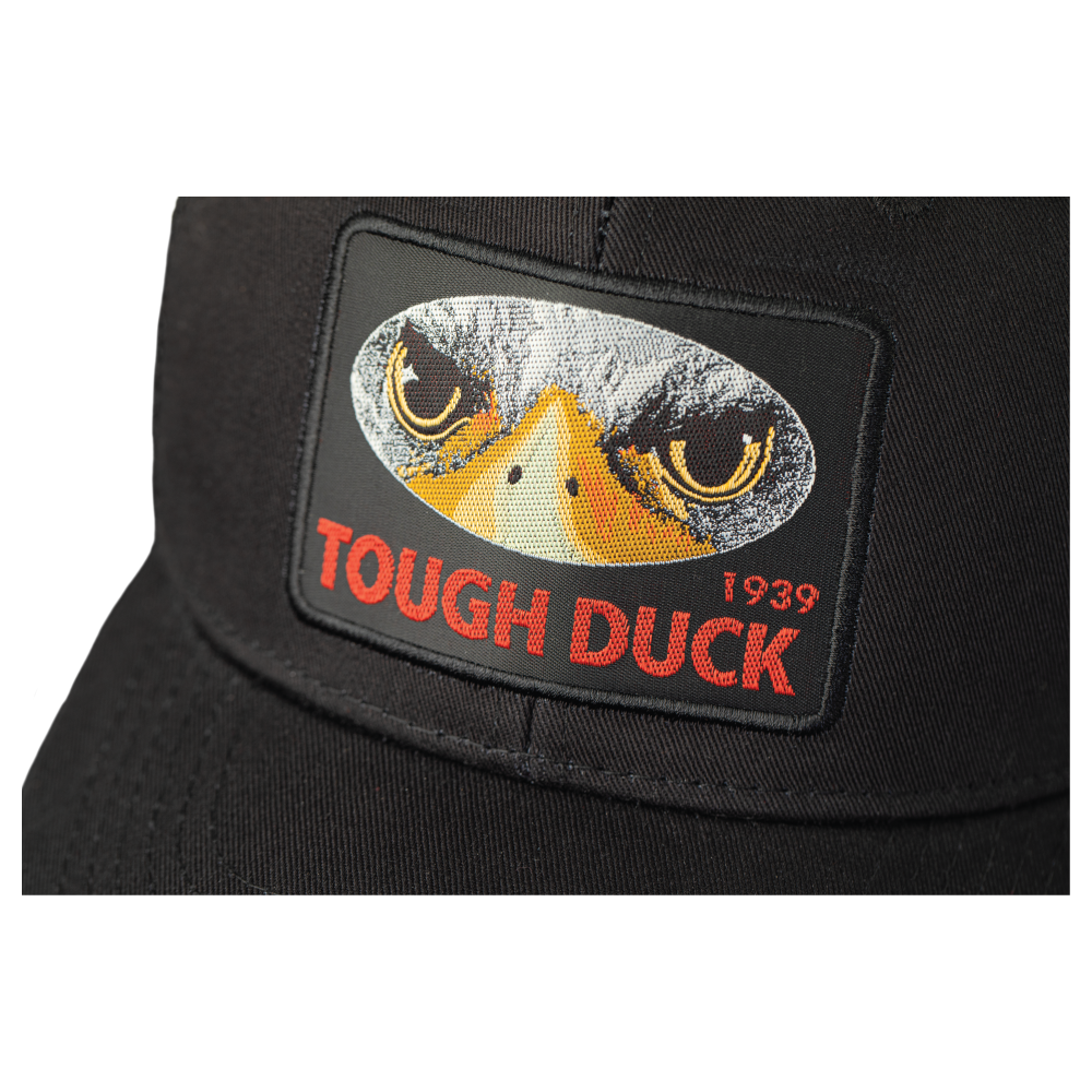 Black Tough Duck Trucker Hat With Logo Patch WA52 Front Logo image