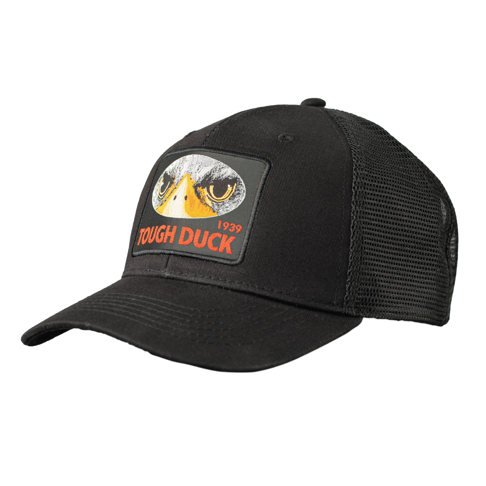 Black Tough Duck Trucker Hat With Logo Patch WA52 Front image