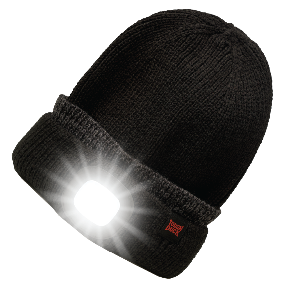 Black LED Light Beanie WA53 Front image -  Light is on