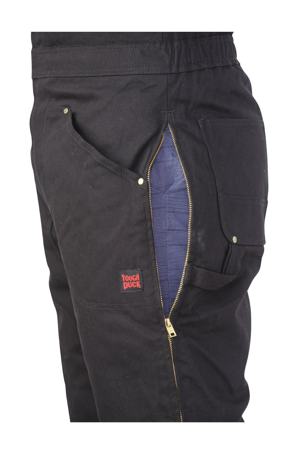 Black Women’s Duck-Insulated Bib Overall WB09 Ankle-to-hip, 2-way, brass side leg zipper image