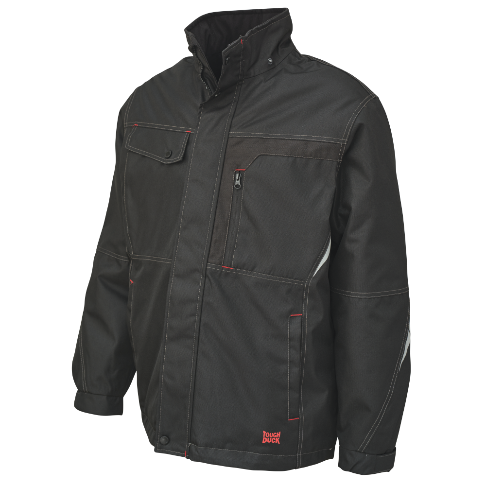 Black Poly Oxford Parka WJ13 Front without hood image