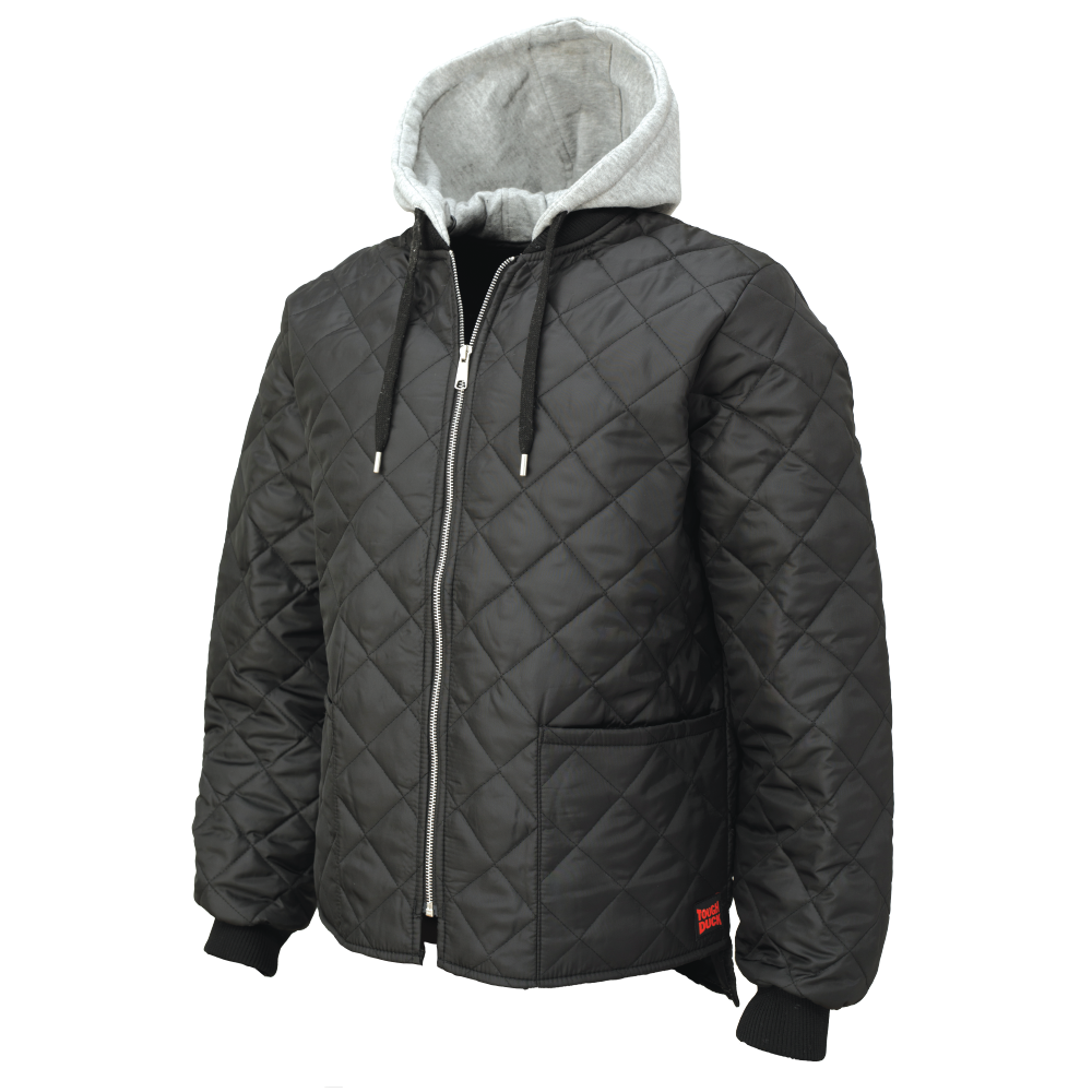 Black Quilted Hooded Freezer Jacket WJ26 Front image