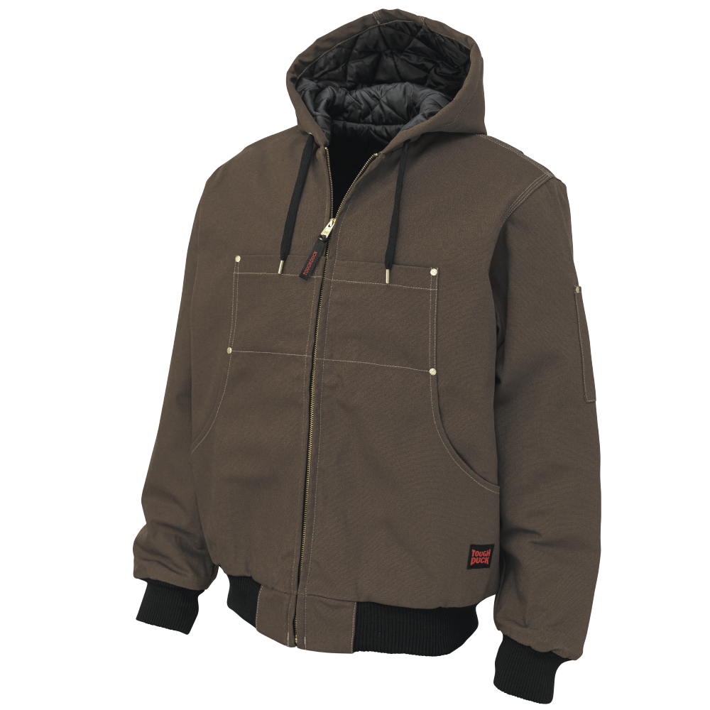 Dark Brown Duck Classic Hooded Bomber Jacket WJ30 Front image