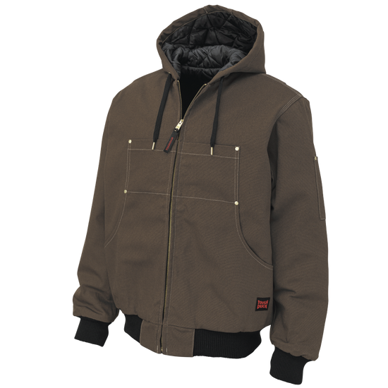 Dark Brown Duck Classic Hooded Bomber Jacket WJ30 Front image