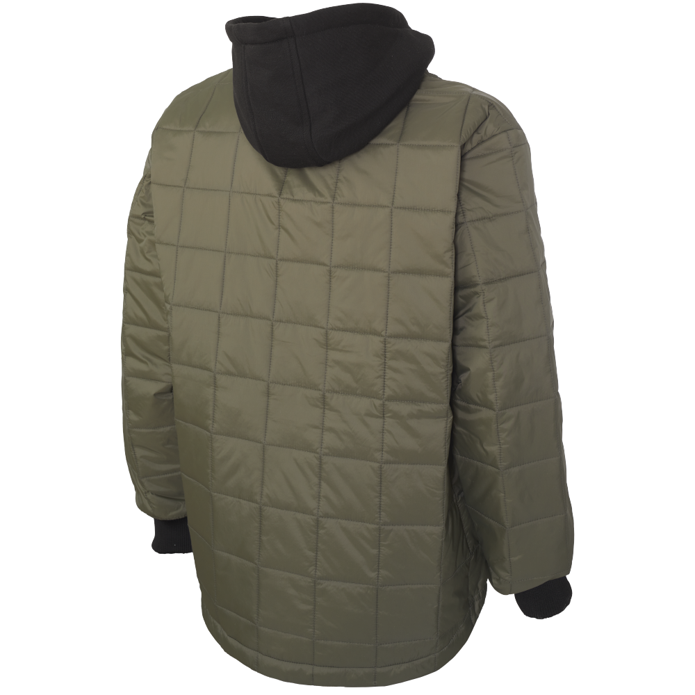 Olive + Orange Lining Hooded Freezer Jacket with PrimaLoft® Insulation WJ38 Back image